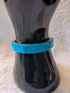 Vintage Genuine Turquoise Magnesite Stretch Bracelet - Bold Boho Statement